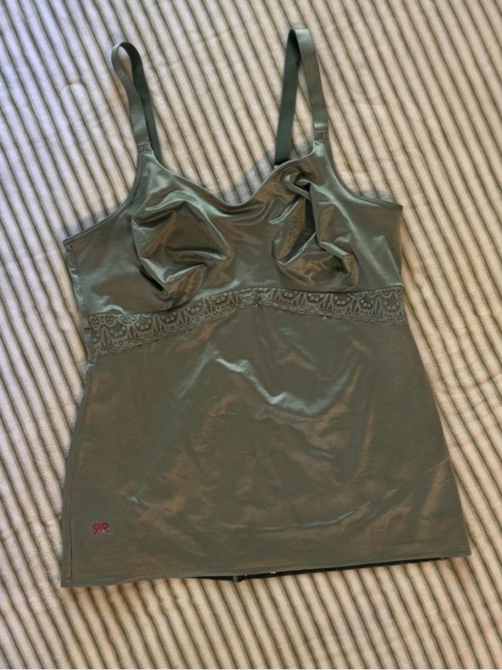 Ruby Ribbon Olive Green Lace-Trim Shaping Camisole, Size 44 Women’s